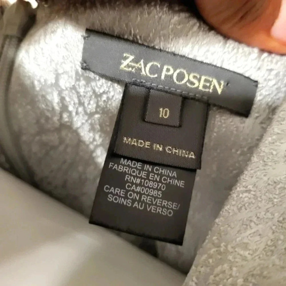 Zac Posen Textured Pleated Fit/Flare Silver Grey Sleeveless Dress(10) - Picture 8 of 9